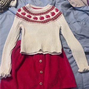 Girls sweater skirt set size 8 adorable